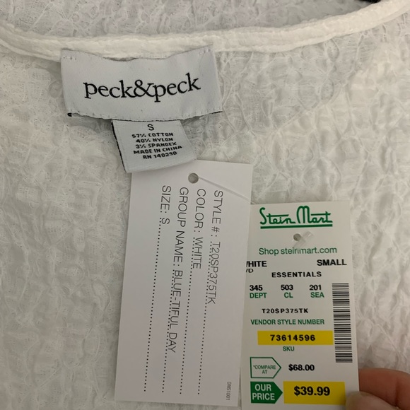 NWT Peck & Peck  S White puckered short sleeve top - Picture 4 of 5